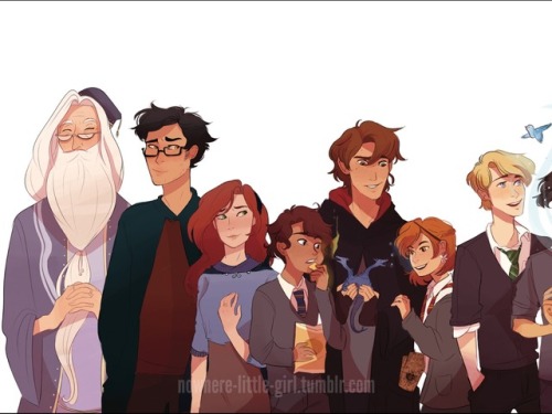 nowherelittlegirl: Here is a HP commission I did for a friend of mine (´ ω `♡) From left