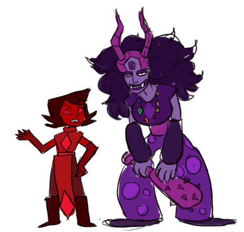 wecansexy:No one suspects the diamond inquisition!! Yikes. (Pyrope and Sugilite) Terezi’s design is 