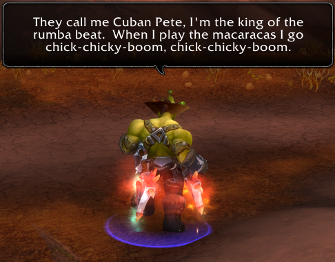 8bitgirl: this orc is RP walking through the roleplay area in orgrimmar with a fruit hat on with the