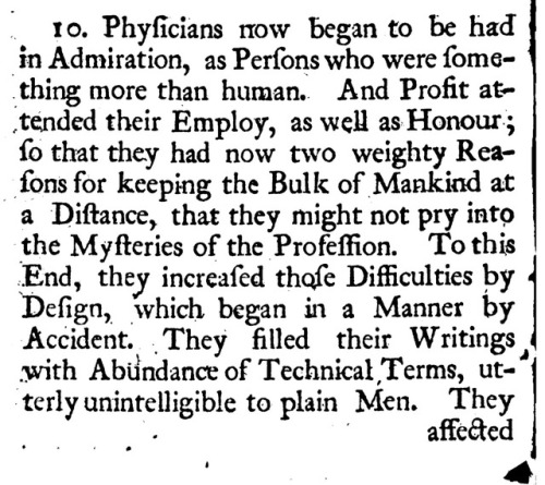 John Wesley condemning jargon and technical language as deliberately elitist, c. 1747.