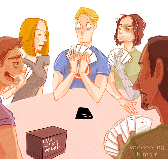 meeshay:  superfizz:  voodooling:  The gang is playing Cards Against Humanity and