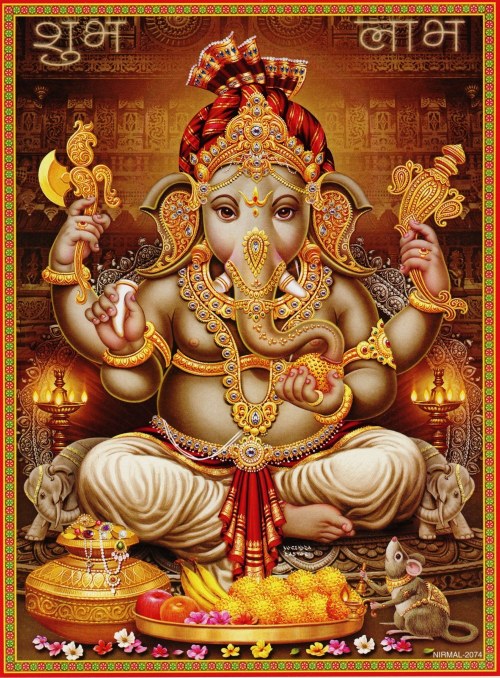 Ganesh on his Throne (via Etsy: EasternImage)