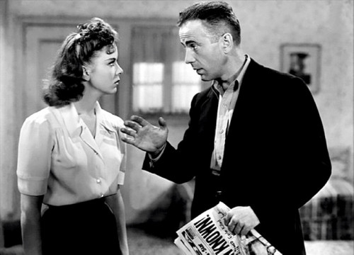 Ida Lupino and Humphrey Bogart have a disagreement in High Sierra (Raoul Walsh, 1941). This film noi