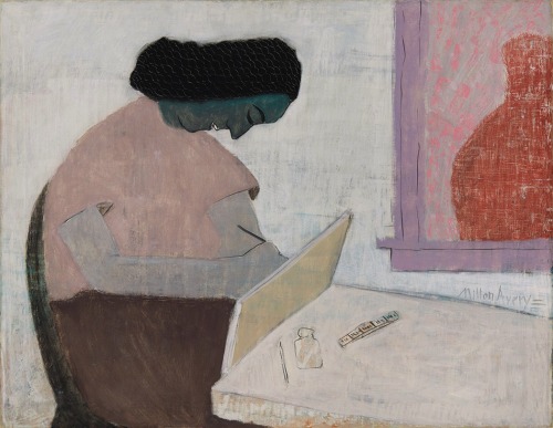 thunderstruck9:Milton Avery (American, 1885-1965), Woman Drawing, 1942. Oil on canvas, 28 x 36 in.