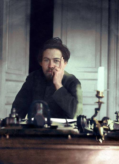 Anton Chekhov photographed by his brother Alexander in 1891.Colourised version