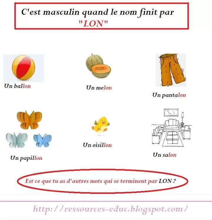 FrenchBook C’est masculin quand le nom finit par “lon”