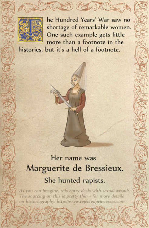 rejectedprincesses: Marguerite de Bressieux: Rapist Hunting Black Knight (15th century)Please note: 