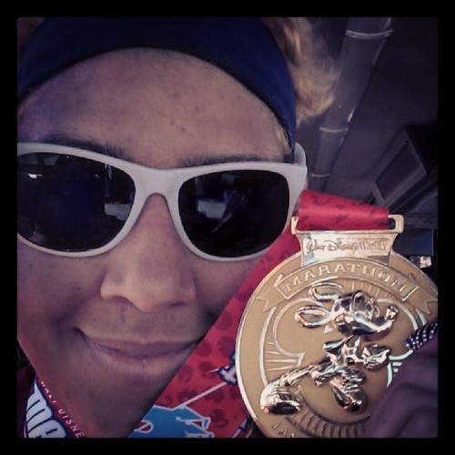 This medal is fucking beefy! (at Walt Disney World Marathon Finish Line)