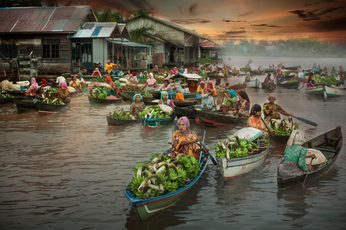 nubbsgalore:the lok baintan floating farmers market is located outside banjarmasin, south borneo, in