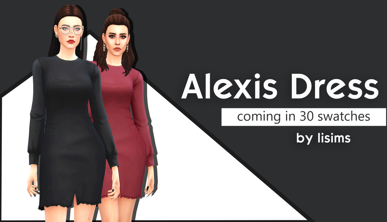 Alexis Dress> ea mesh edit, base game compatible>30 swatches (16 in ...