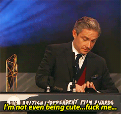 geek-royalty:Martin Freeman gets into a bit of a pickle presenting the Award for Best British Indepe