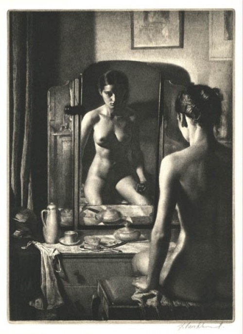 transistoradio: Gerald Leslie Brockhurst, Adolescence (1932), etching, 26.5 x 37 cm. Collection