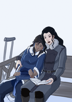 calmorrison:  pls ignore how lazy i got with this and just tell me korra had somebody taking care of her while she was recovering tell me asami came to visit her as often as she could and took korra on walks when she was strong enough and was so patient