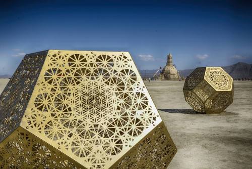 crossconnectmag:         HYBYCOZO, or the Hyperspace Bypass Construction Zone, is a series of sublime, laser cut cosmic objects, ranging from a Burning Man art installation to design pieces for the home. The project is inspired by the intersection of