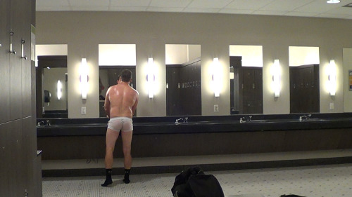 sweat wet white boxer briefs locker room