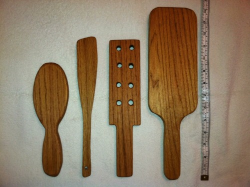 domforyou00:  bdsm-sex-relationship-guide:  Full set of homemade solid oak paddles. They are all &am