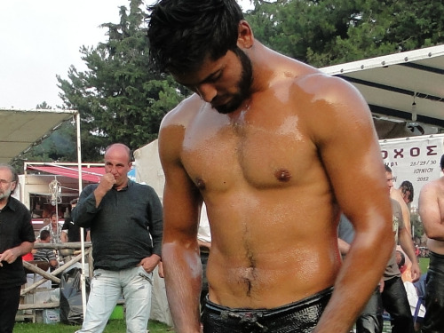 fuckyeahairyotter:  Turkish oil wrestling. Well sign me in!