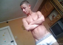 scallysulust:  Fit as Fuck Scally showing his cock through boxers.