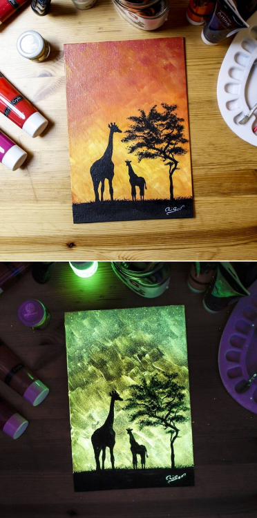culturenlifestyle:Brilliant Landscape Illustrations Are Composed with Glow-In-The-Dark-Paint by  Cri