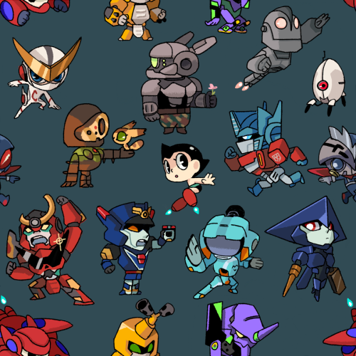 droplix:  Robot pattern!  more to be added…It started out with anime robots but I still have so many I want to draw!  