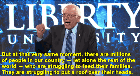 salon:  A Fired-up Bernie Sanders speaks to students at conservative Liberty University
