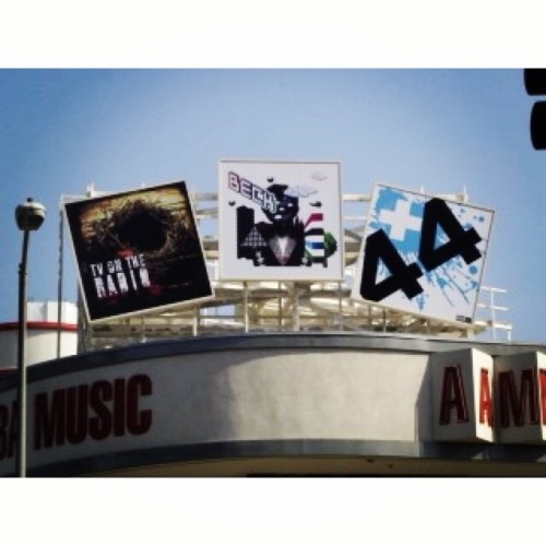 markhoppus:TBT +44 album release ad.  Amoeba Records, Los Angeles, 2006.