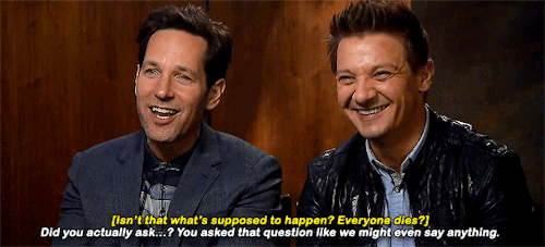 clintofbartons:Jeremy and Paul handling Endgame press tour like pros