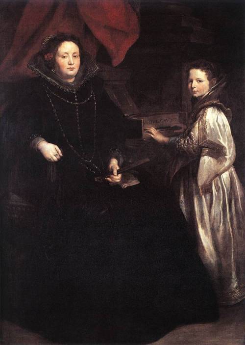 anthony-van-dyck: Portrait of Porzia Imperiale and Her Daughter, 1628, Anthony van DyckMedium: oil,c