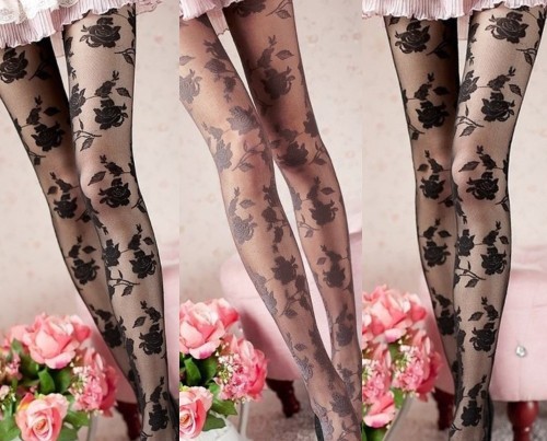 sexydressfashion:Mesh Floral Tights