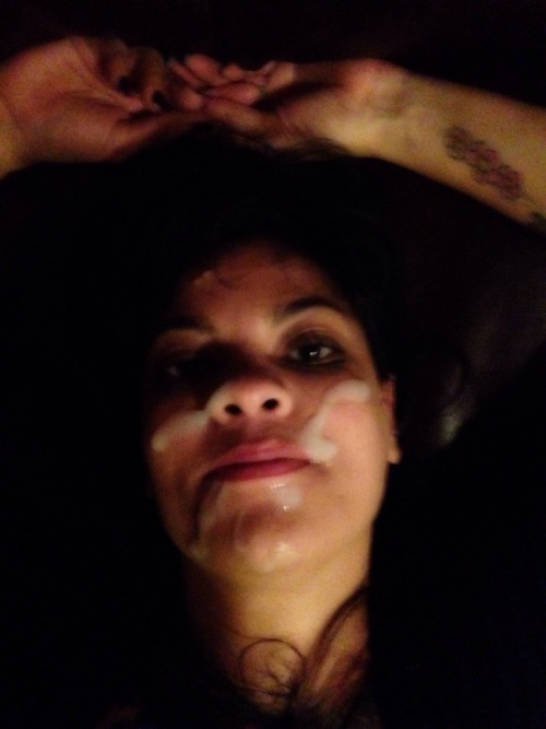 jizznation:  A stunning tattooed lady gets a facial from her man  -  sinfordaddy