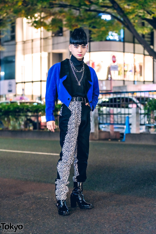 17-year-old Japanese student Billimayu on the street in Harajuku wearing a fringe jacket from RRR Vi