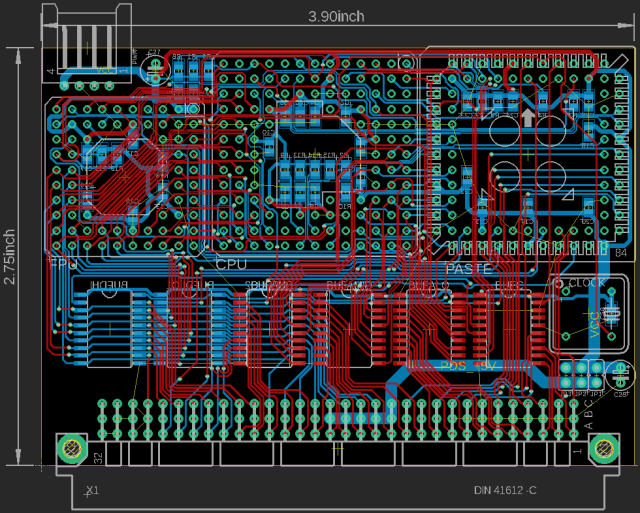 PCB layout for 68030 accelerator card for Mac SE PDS