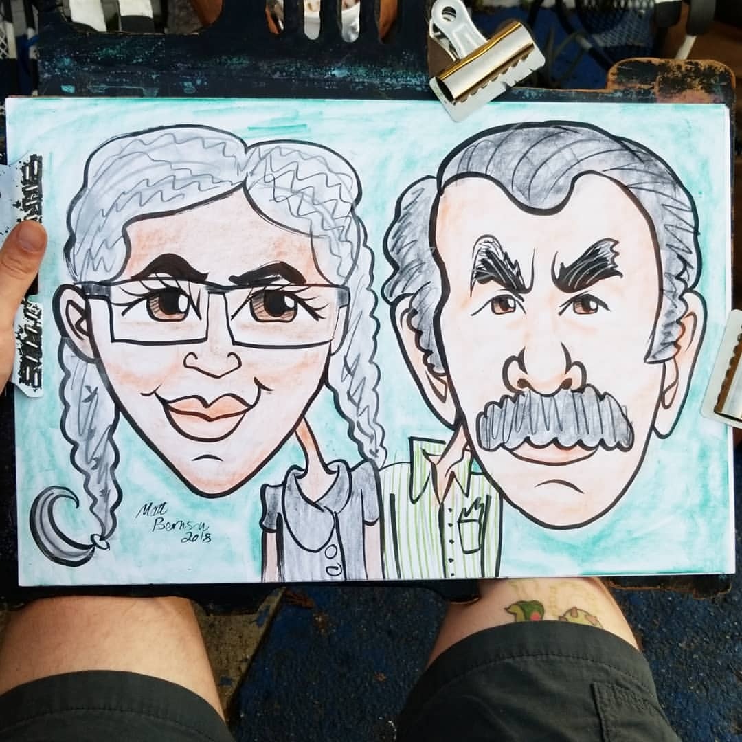 Caricatures at Dairy Delight!  12&quot;x18&quot; Ink and artstix on paper