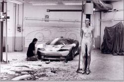 Dusty Woman In A Garage, By Helmut Newton