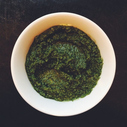 Home made basil pesto             45g (&frac14; cup) pine nuts &n