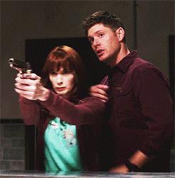 cas-is-deans-huggy-bear:  weeping-angels-take-the-ponds:  Her eyes were closed when she pulled the trigger  Charlie is a badass   I like how in the last panel Dean cocks his head to the side like a curious puppy