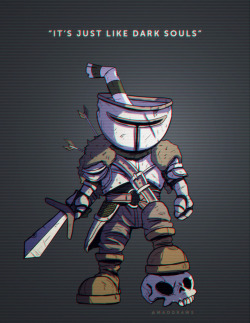 maodraws:  This is a bit of a goof I drew at the office today! It’s the famous “It’s just like Dark Souls” meme.