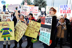 dankoeck:  Another photo from Monday’s Stand Up For Women Rally in Fargo. This shot has been posted to the blog of the New York Times editorial page editor, Andrew Rosenthal:http://nyti.ms/XcC91O