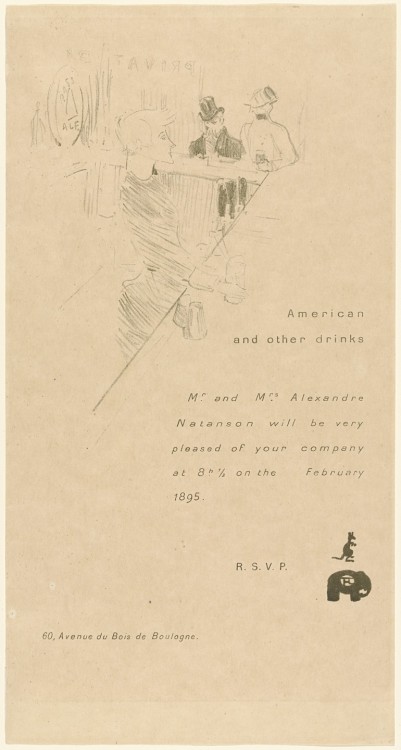 Invitation Card for Alexandre Natanson, Henri de Toulouse-Lautrec, 1895, MoMA: Drawings and PrintsGi