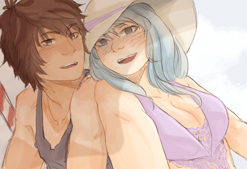 okerii:  it was hot so they took a trip to the beach ┐(￣ヮ￣)┌