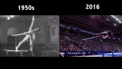 the-real-eye-to-see:   Gymnastics has come a long compared to that old footage, but this difference is particularly significant for black girls! Because they have never taken seriously our abilities! Just because the color of our skin is not what they