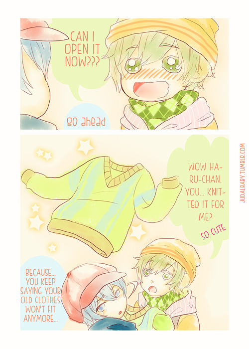 judalbaby:  This is from a prompt Vicki wrote… maybe 2 or 3 months ago and well I guess Christmas is a good chance to stop being lazy and draw it (*´▽｀*). Merry Christmas everyone (*´▽｀*)!!! /being late for everything again (*´▽｀*)/