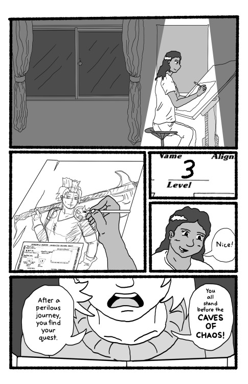 bikiniarmorbattledamage:  dungeonsdonuts:  Part 1 of my comic “My First Character”, a D&D inspired story of friends rolling dice together for the first time.  Not gonna lie, this is the first comic project I’ve done since I was in