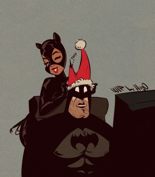   Work in progress for Batman and Catwoman Holiday PinupNewgrounds Twitter DeviantArt