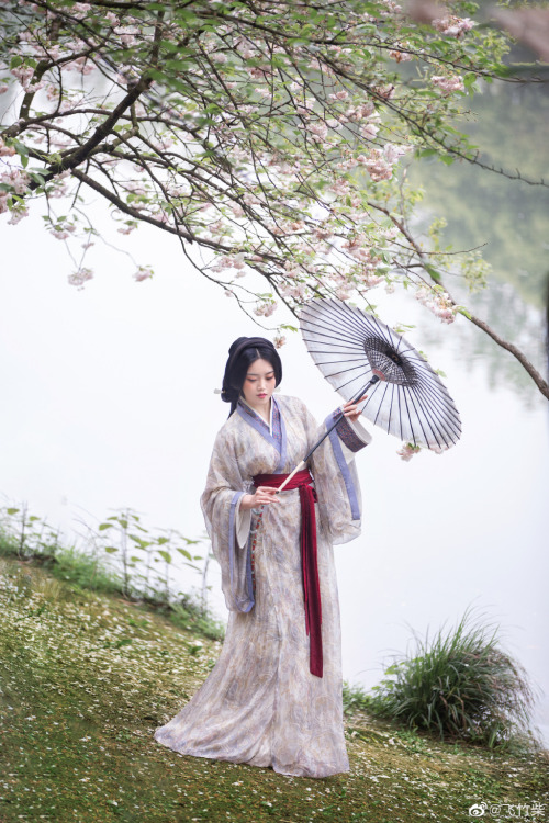 chinese hanfu in tang dynasty style by 竹里馆汉服