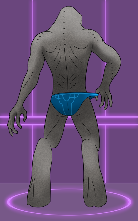 Needless to say N'tho ‘Sraom found Thel outside naked and trapped, thankfully with no one else seeing him. Understanding his plight of not having proper Sangheili underwear, he brought the former Arbiter to a changing room to tryout some briefs