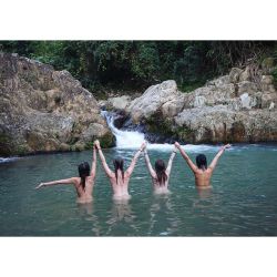 naturalswimmingspirit:  Come back already girls! We miss you! @chloesrutherford @amandacen  #China #Fujian #Lagoon #Waterfall #SkinnyDipping #Travel  