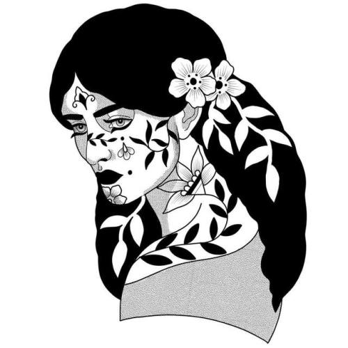 Available flower lady #floraltattoo #flowertattoo #botanicaltattoo #ladyhead #ladyheadtatttoo #dotwo