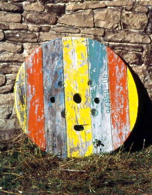Circle of Colored Boards, Ruesta, Aragon, Spain, 2001.Not certain what this may have been. It was in