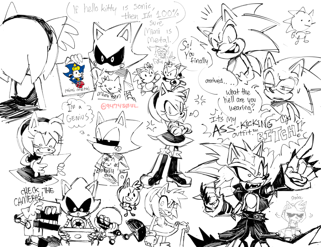 sonic the hedgehog, dr. eggman, metal sonic, and neo metal sonic (sonic)  drawn by 9474s0ul